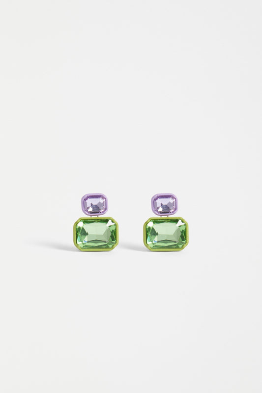 Jule Stud Drop Coloured Glass Earring | LIME