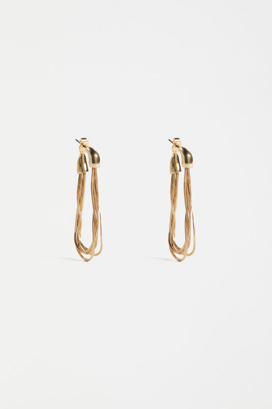 Lina Multi Fine Chain Mesh Loop Earring | GOLD