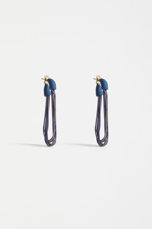 Lina Multi Fine Chain Mesh Loop Earring | COBALT