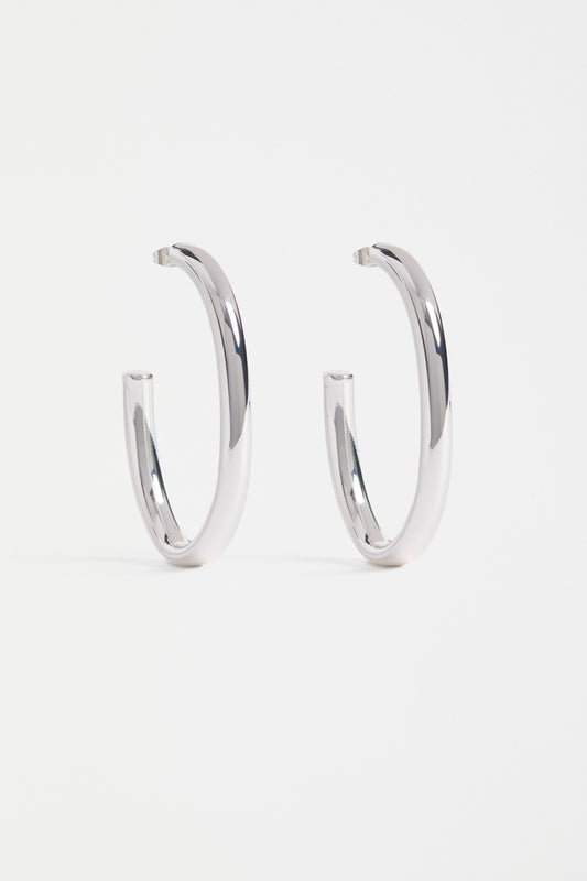 Tjor Thick Oval Large Hoop Earring | SILVER