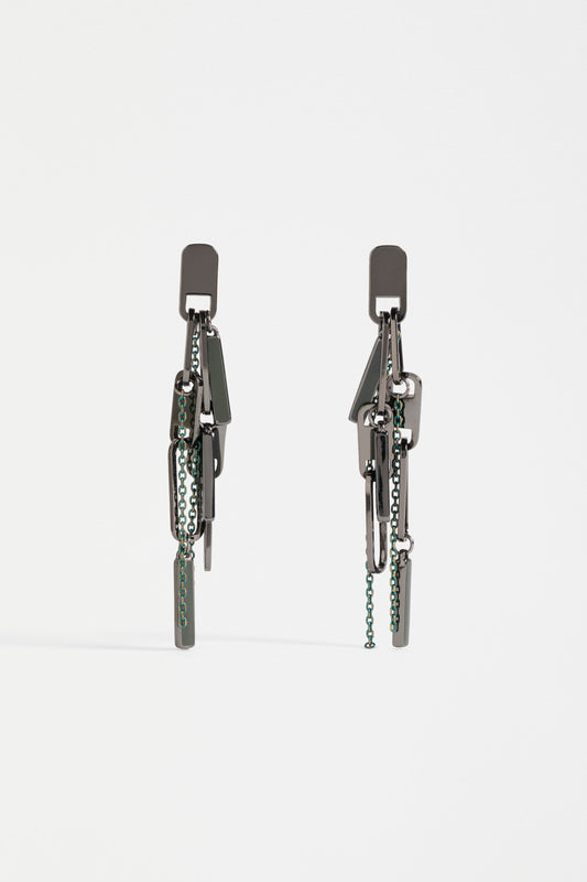 Rymi Multi Chain Statement Drop Earring | GUNMETAL