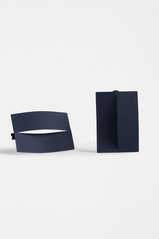 Trel Large Sculptural Flat Colour Coated Stud Earring | BRIGHT NAVY
