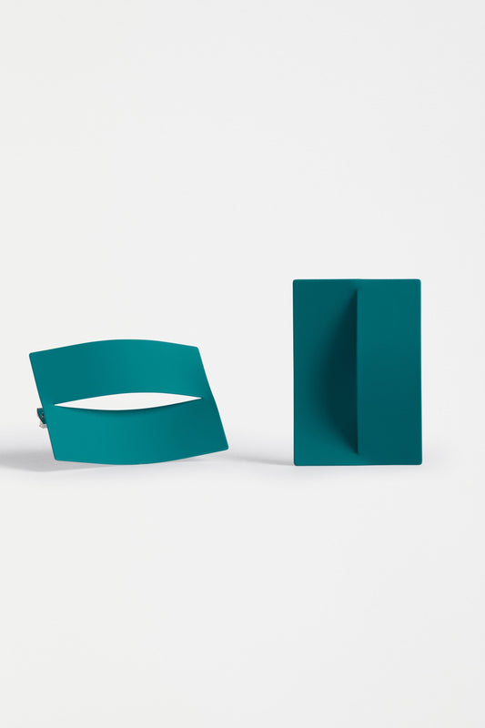 Trel Large Sculptural Flat Colour Coated Stud Earring | TEAL
