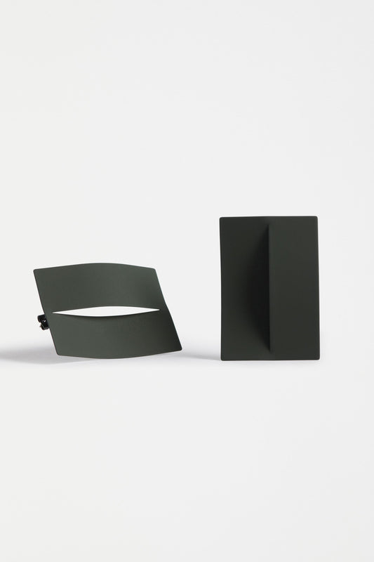 Trel Large Sculptural Flat Colour Coated Stud Earring | DARK OLIVE