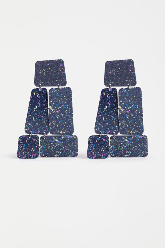 Oban Large Speckled Statement Drop Earring | BRIGHT NAVY