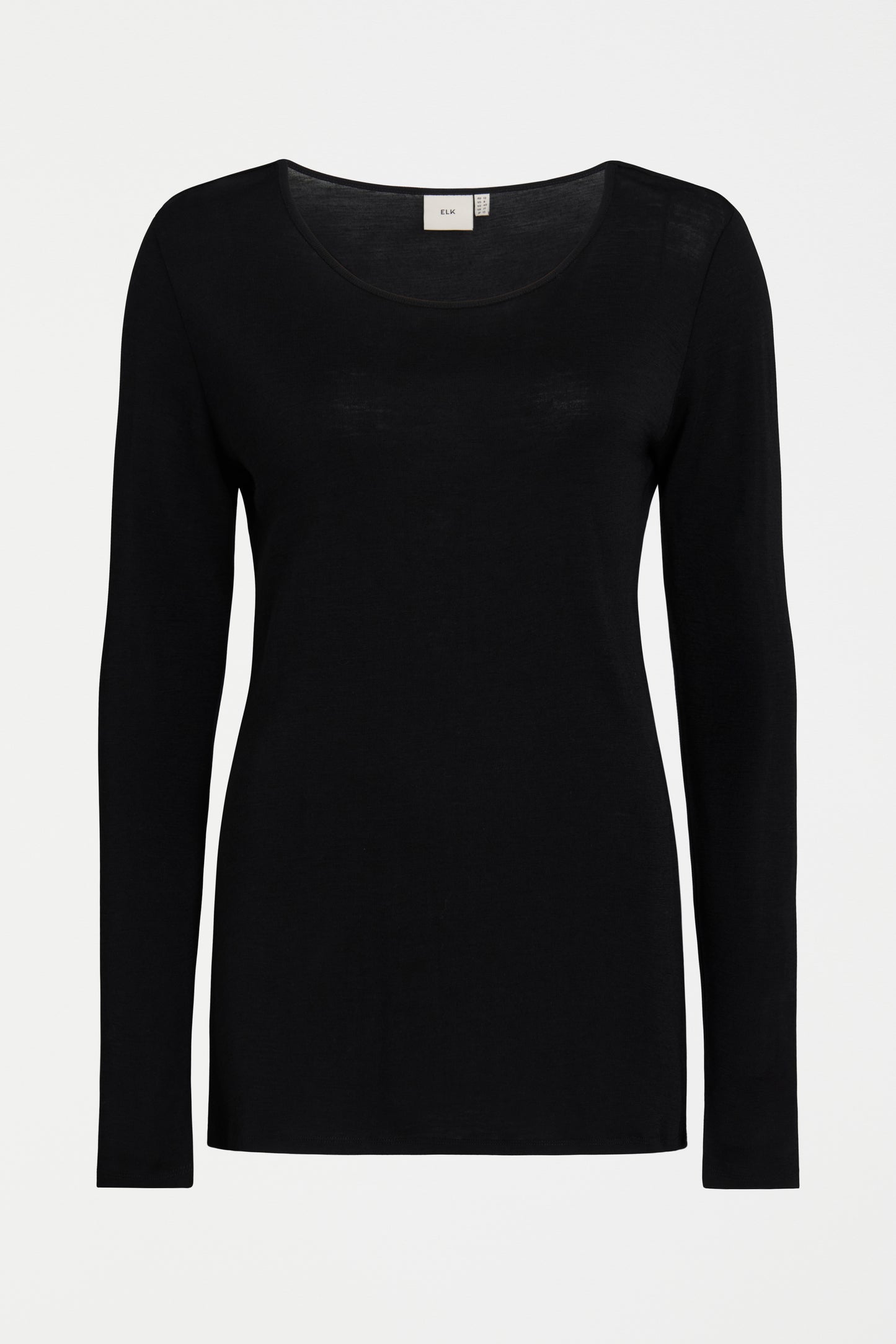 Merino Wool Long Sleeve Skin Top Back | BLACK