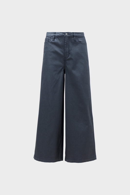Odel Wide Leg Jean Front COATED BLACK