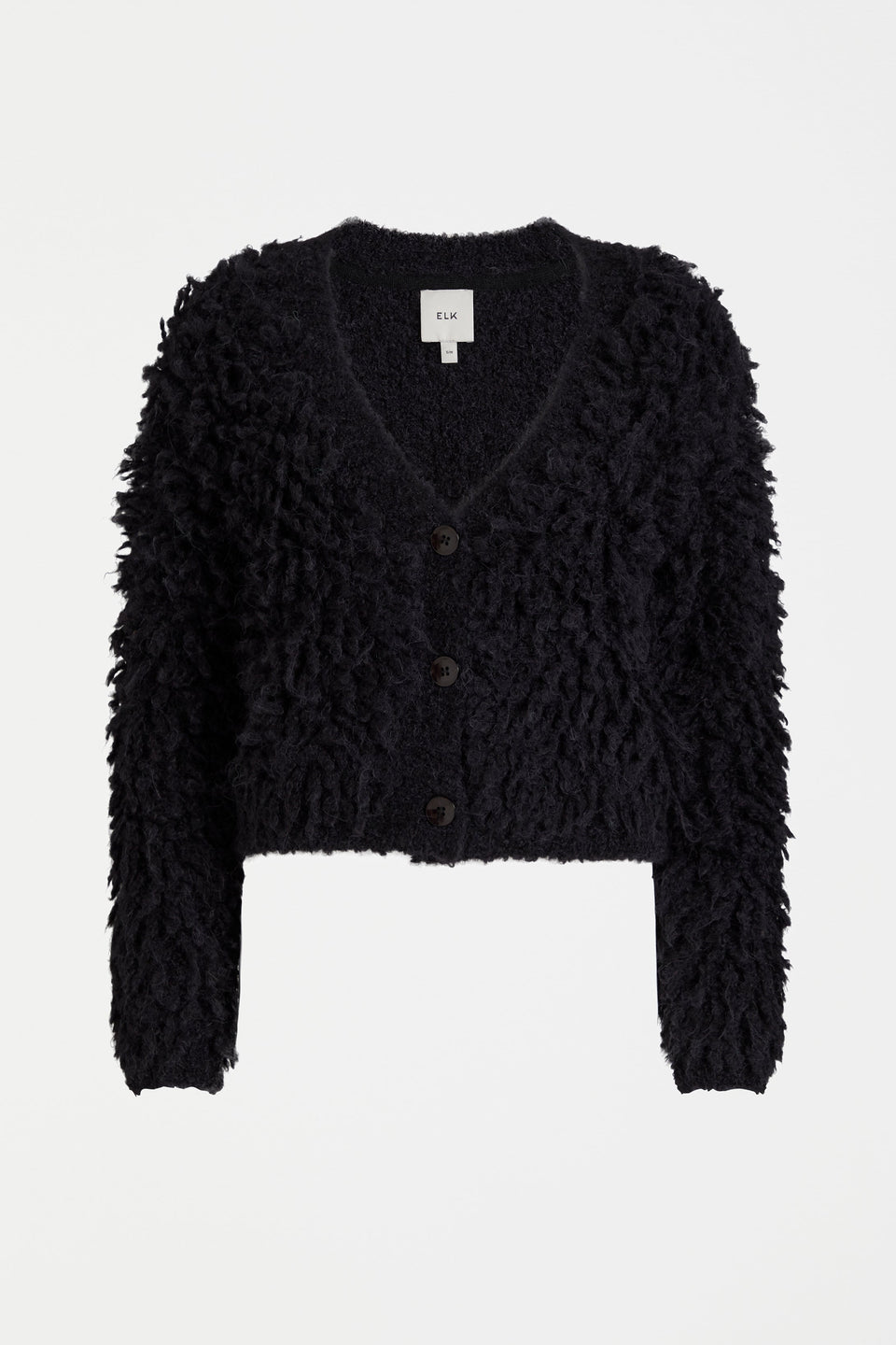 Arnon Chunky Fluffy Alpaca Cropped Cardigan Front | BLACK