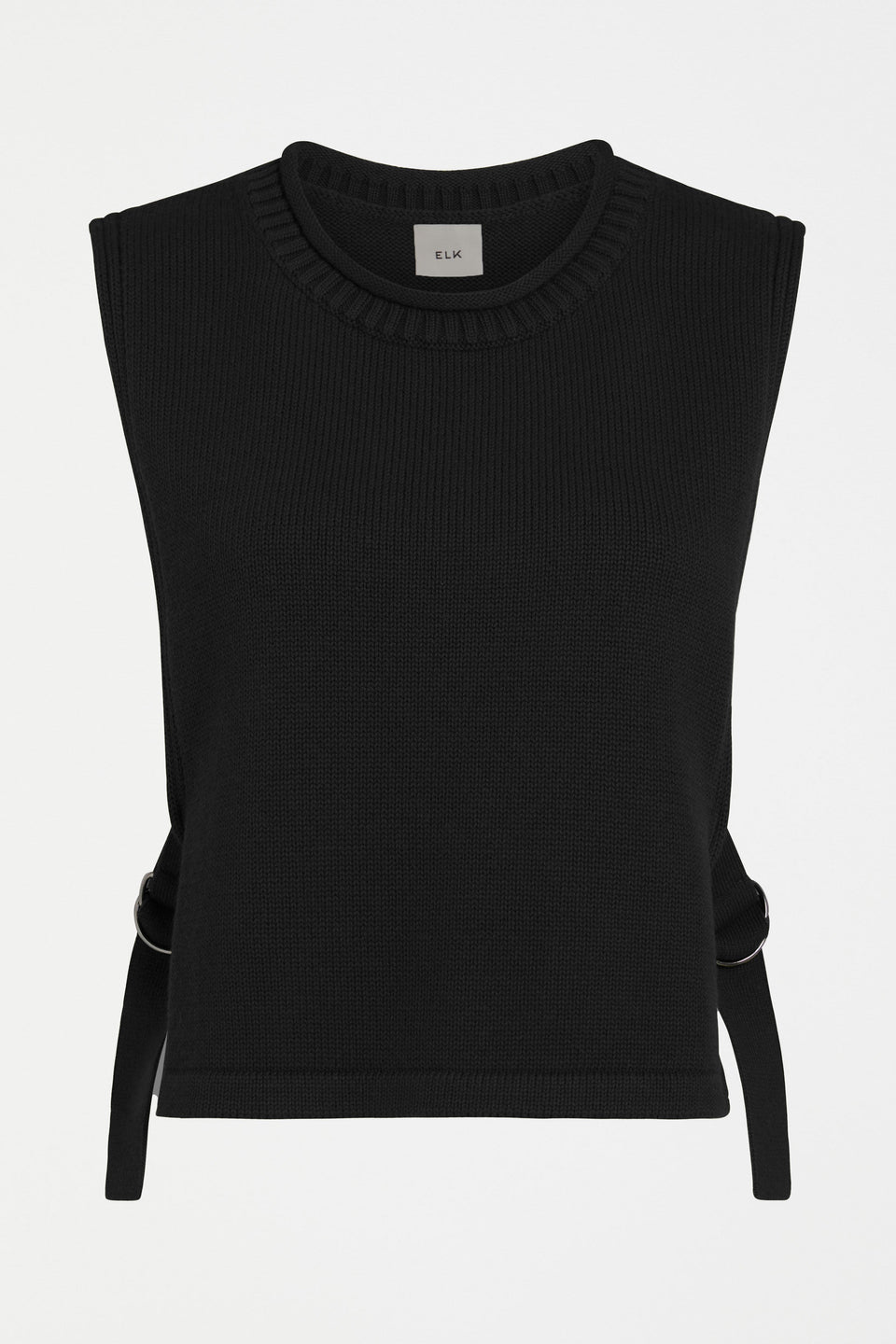 Miraa Organic Cotton Open Side Crop Vest with Adjustable D-Ring Closure Front | BLACK