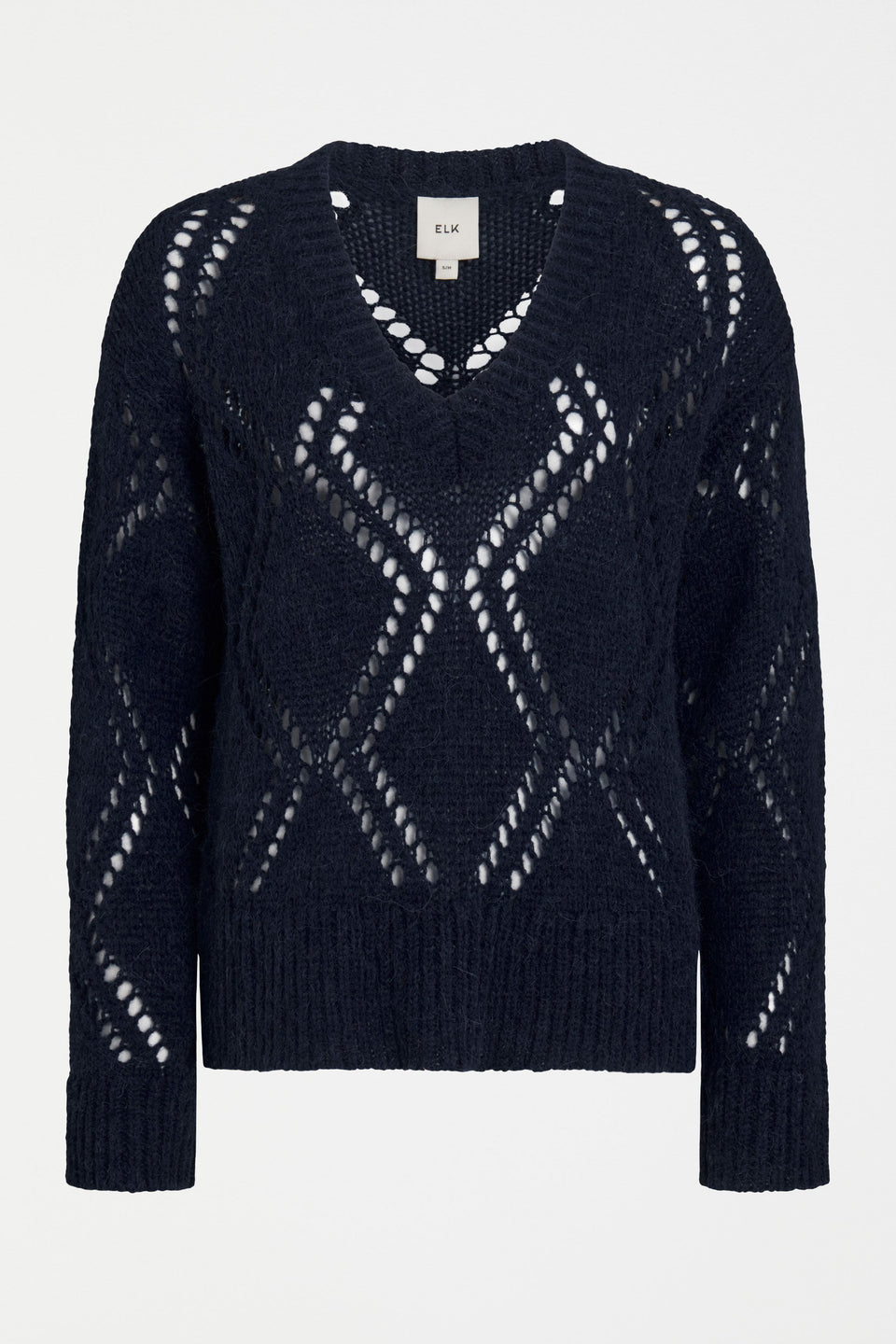 Sirona Argyle Pointelle Knit Sweater Front | STEEL BLUE