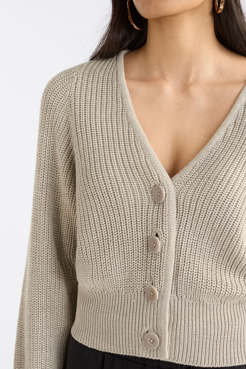 Saari Cardigan on Model | ECRU