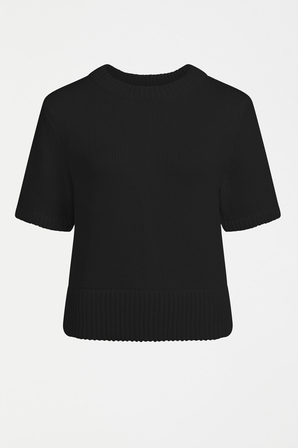Luft Organic Cotton Chunky Tshirt Knit Top Front | BLACK