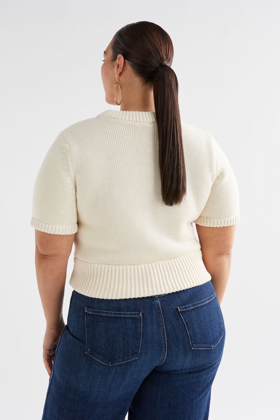 Luft Organic Cotton Chunky Tshirt Knit Top Model Curve Back | WHITE
