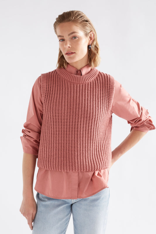 Arp Vest on Model with pink shirt styling | CLAY PINK