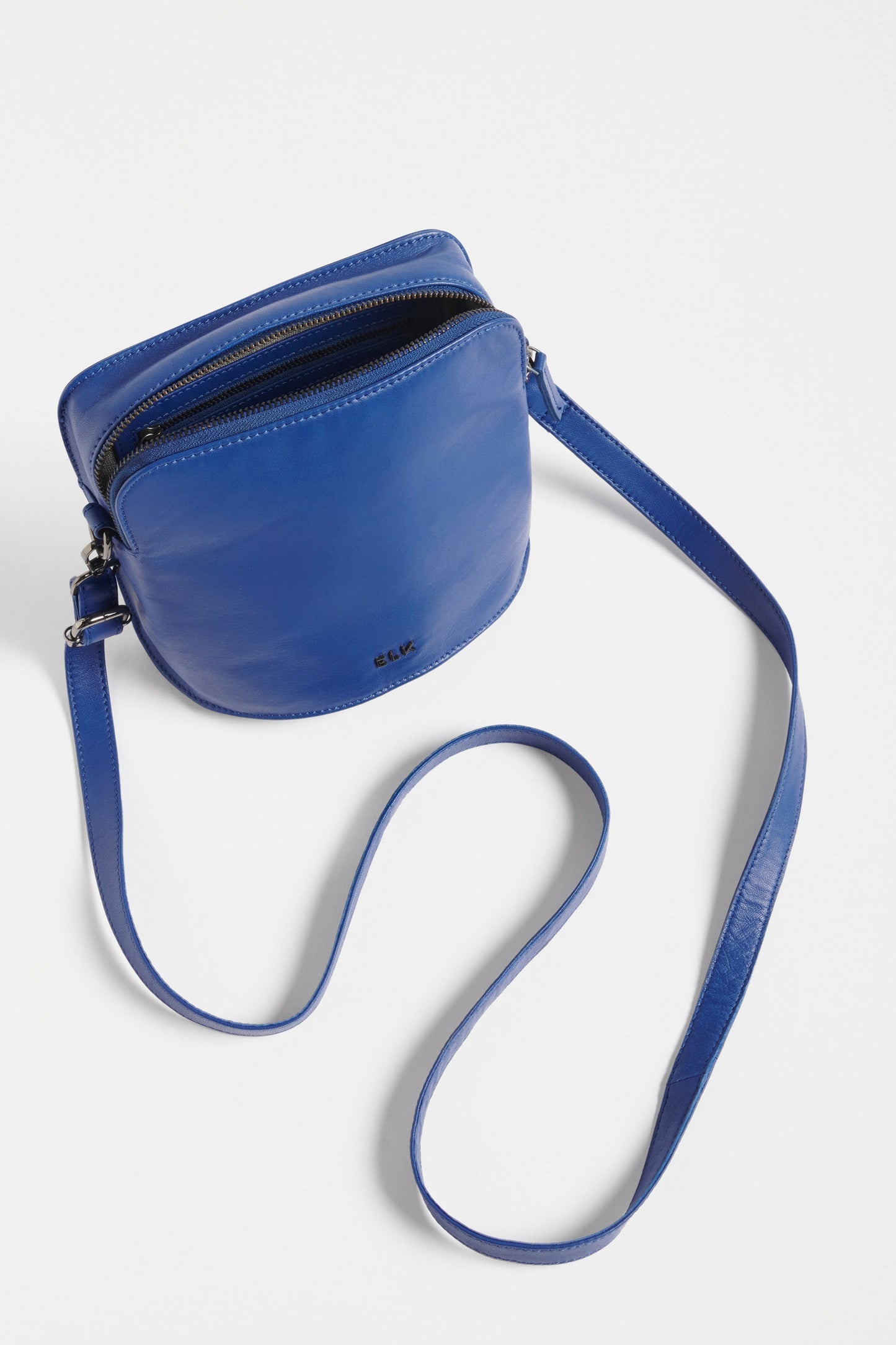 Frede Small Remanent Leather Zip Up Cross Body Bag Internal | COBALT