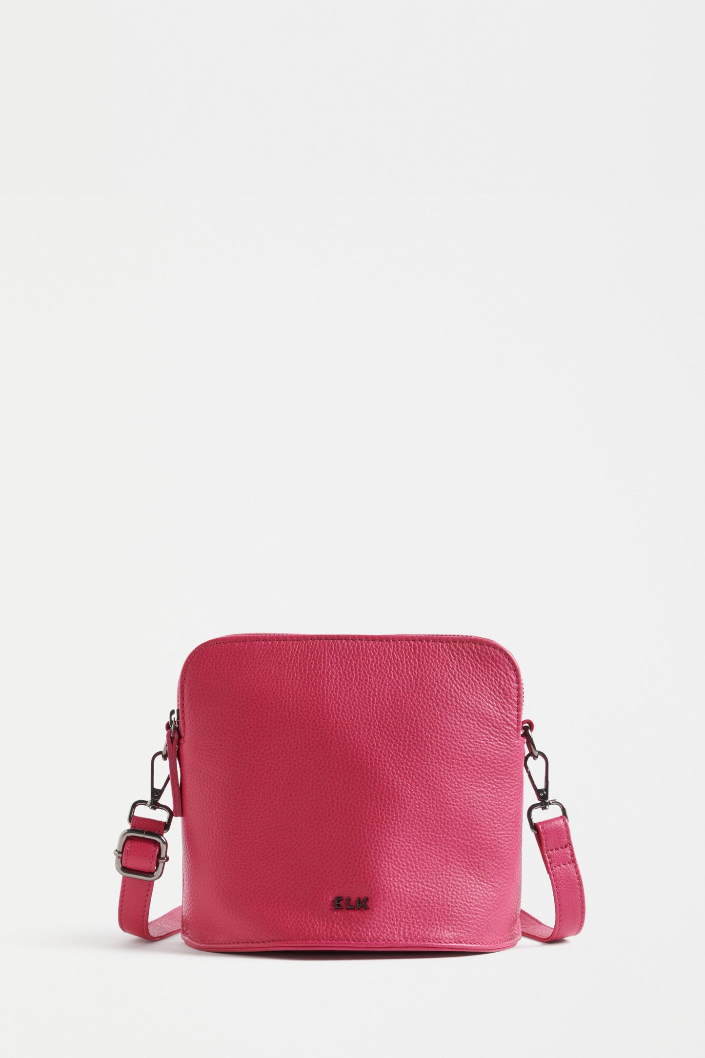 Frede Small Remanent Leather Zip Up Cross Body Bag Front | HOT PINK