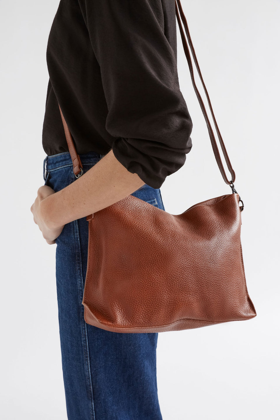 Nuoli Mini Leather Transformable Backpack to Crossbody Bag as Shoulder Bag detail  | TAN