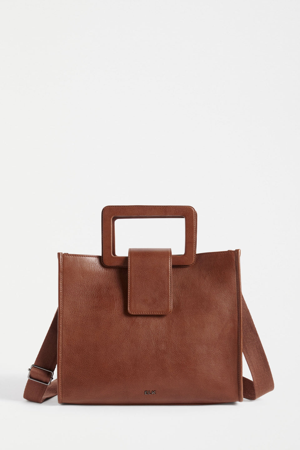 Faya Structured Leather Work Shopper Front | TAN