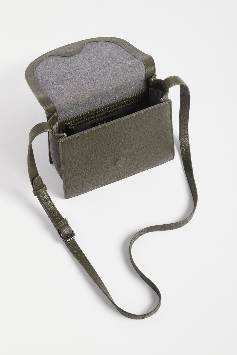 Sejer Structured Leather Crossbody Bag with Flap Closure Internal | OLIVE