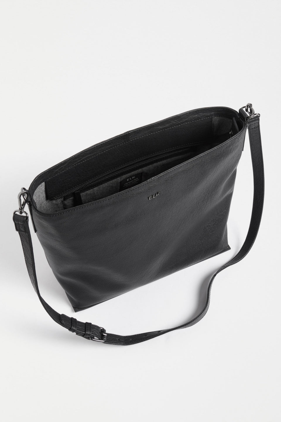 Olin Mid Sized Leather Shoulder Bag Internal | BLACK