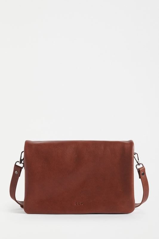 Tesni Three Compartment Classic Leather Hand Bag Front | TAN