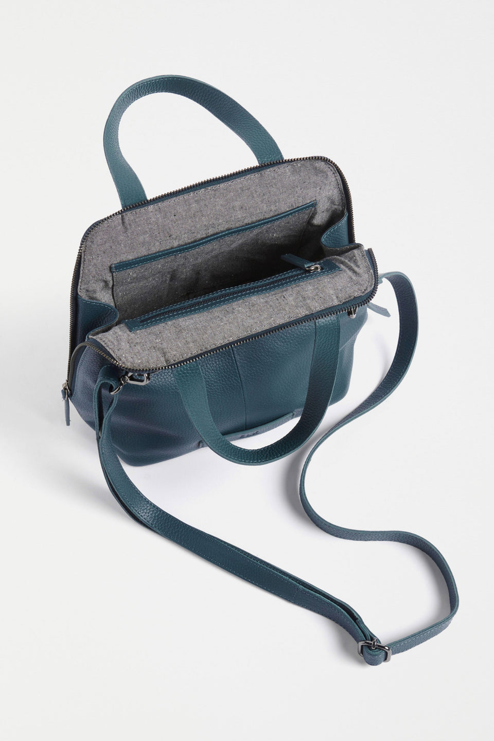 Arien Zip-Up Leather Mini Tote Bag Internal | TEAL