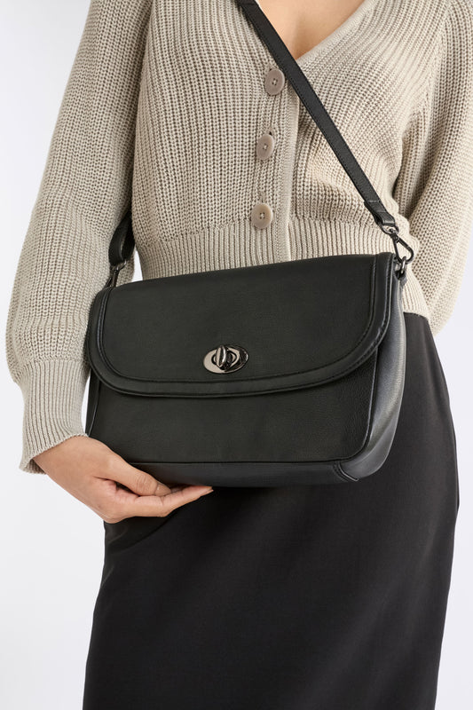 Unden Crossbody Bag on model close up detail | BLACK