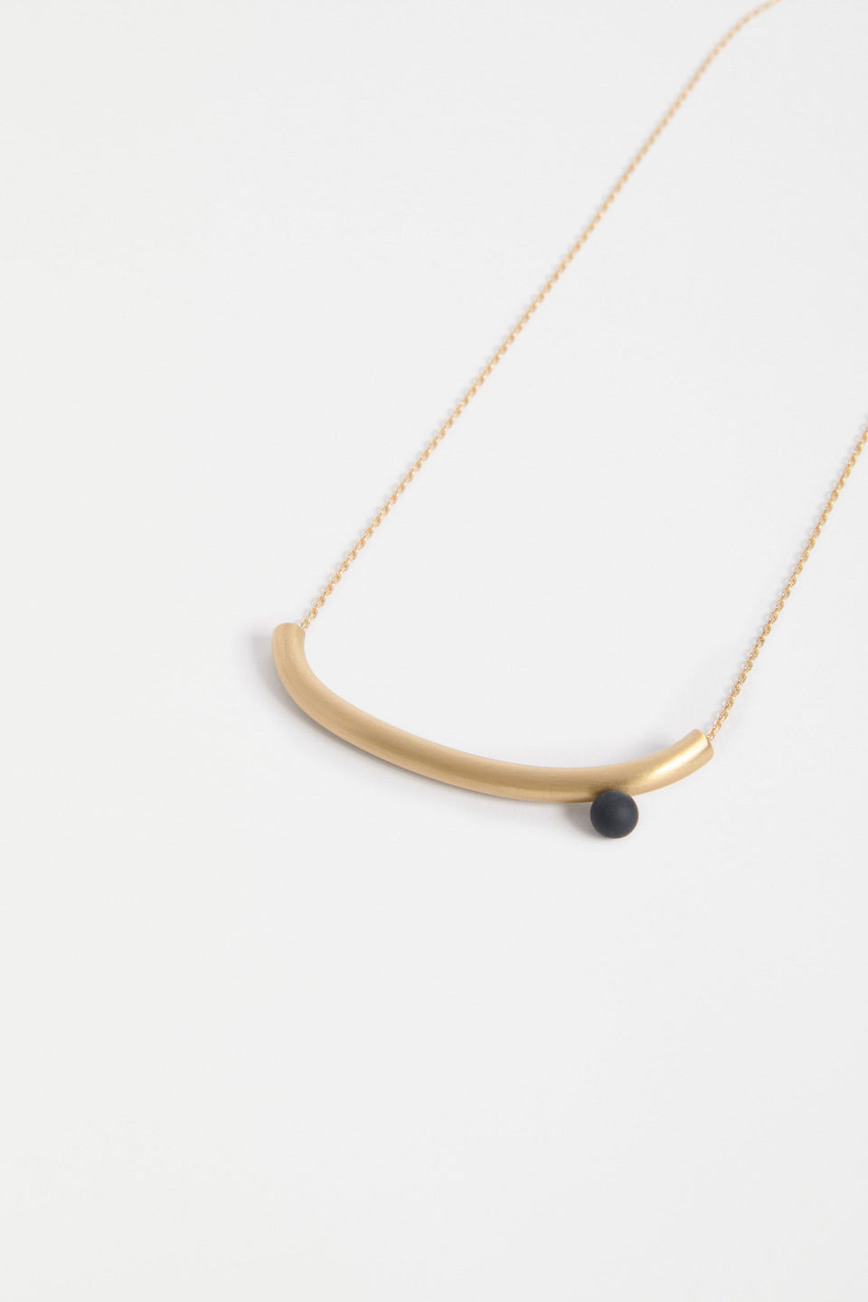 Ahas Necklace Flat Lay side view of chain and ball detail | GOLD