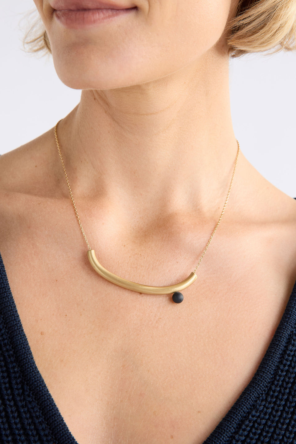 Ahas Necklace styled on model close up | GOLD