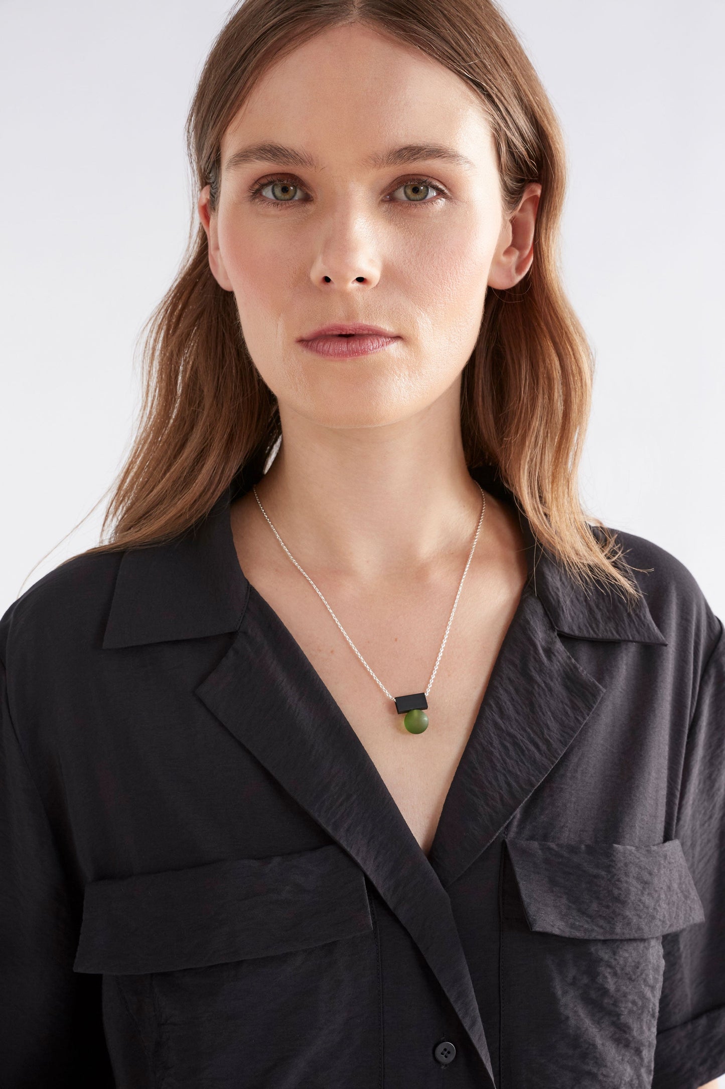 Sjetka Fine Chain and Simple Geometric Pendant Necklace Model | SILVER