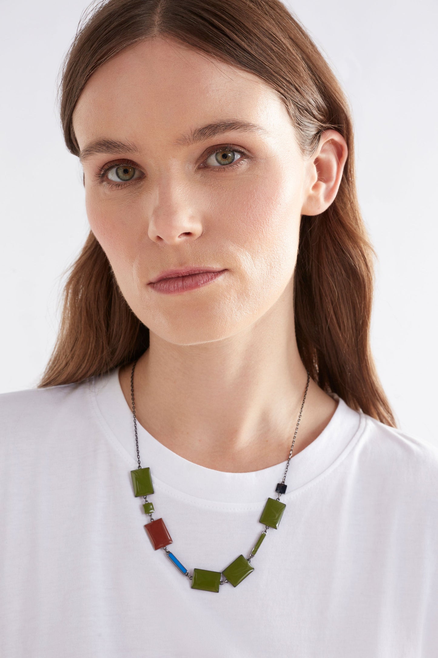 Malin Colour Enamel and Metal Chain and Geometric Short Necklace Model | ARTICHOKE