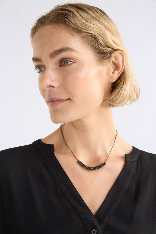 Vrid Fine Chain and Coloured Coil Pendant Necklace Model | DARK OLIVE