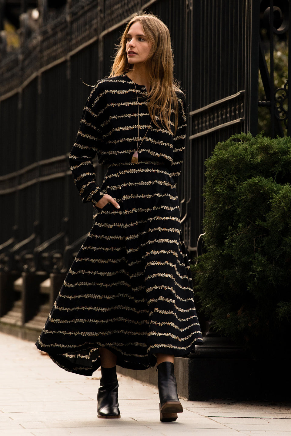 Stryd Sequin Print Long Sleeve Button Up Shirt Model Campaign | SEQUIN PRINT