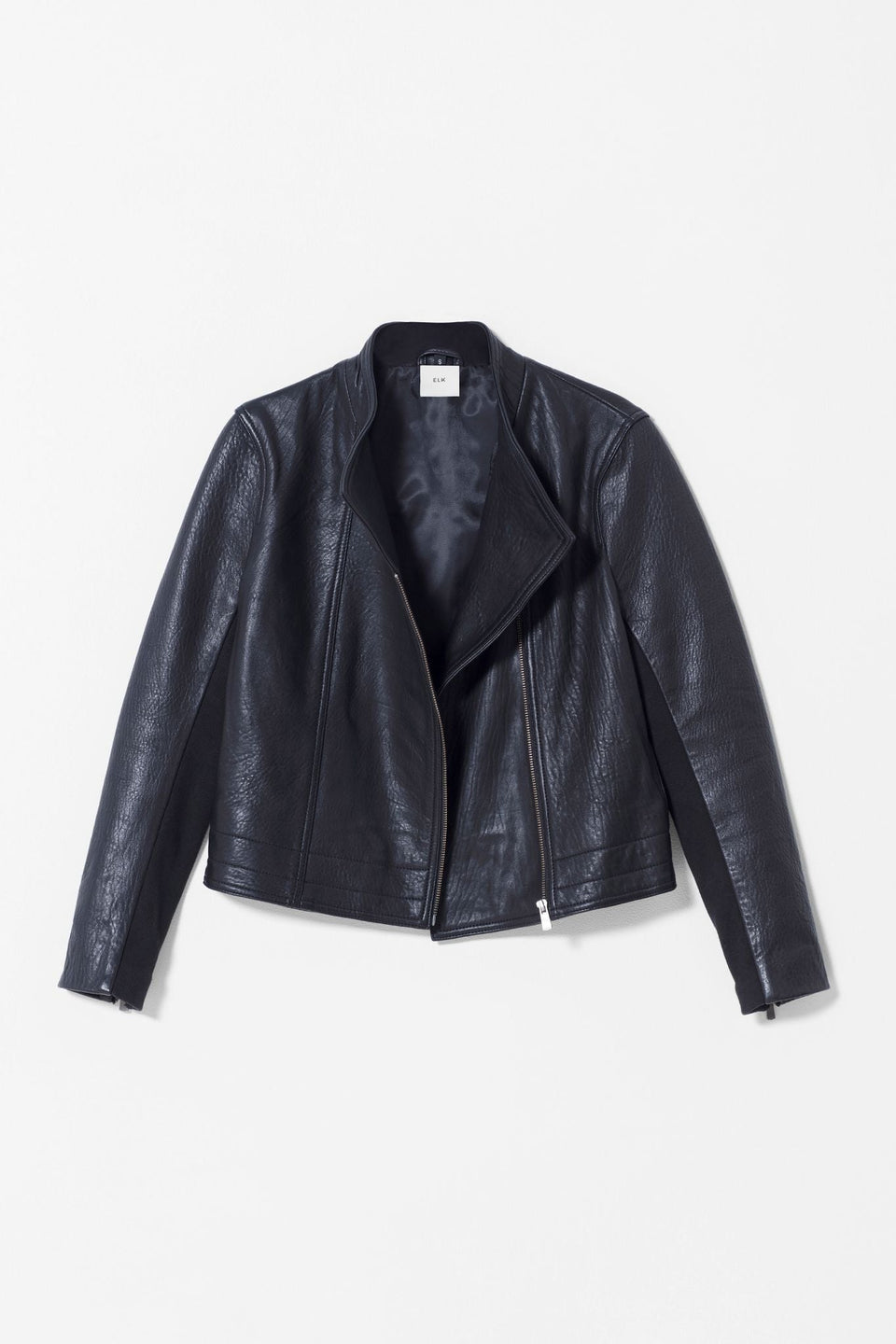 Lader Biker Leather Jacket Front Zipped Down | Black