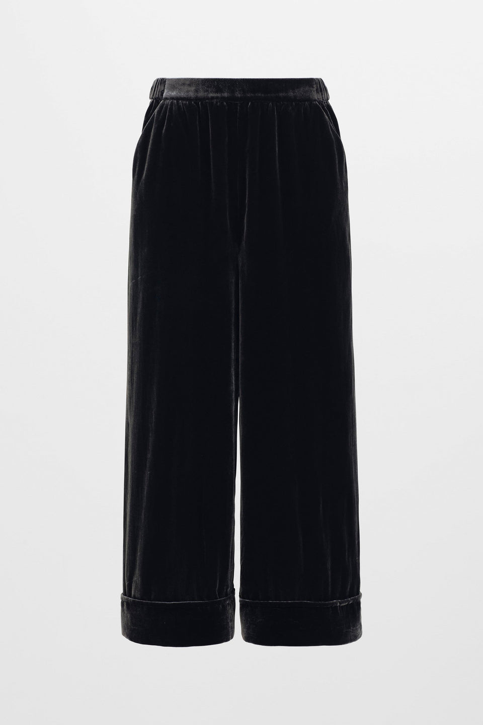 Metti Velvet Wide Leg Pant Front | CHARCOAL