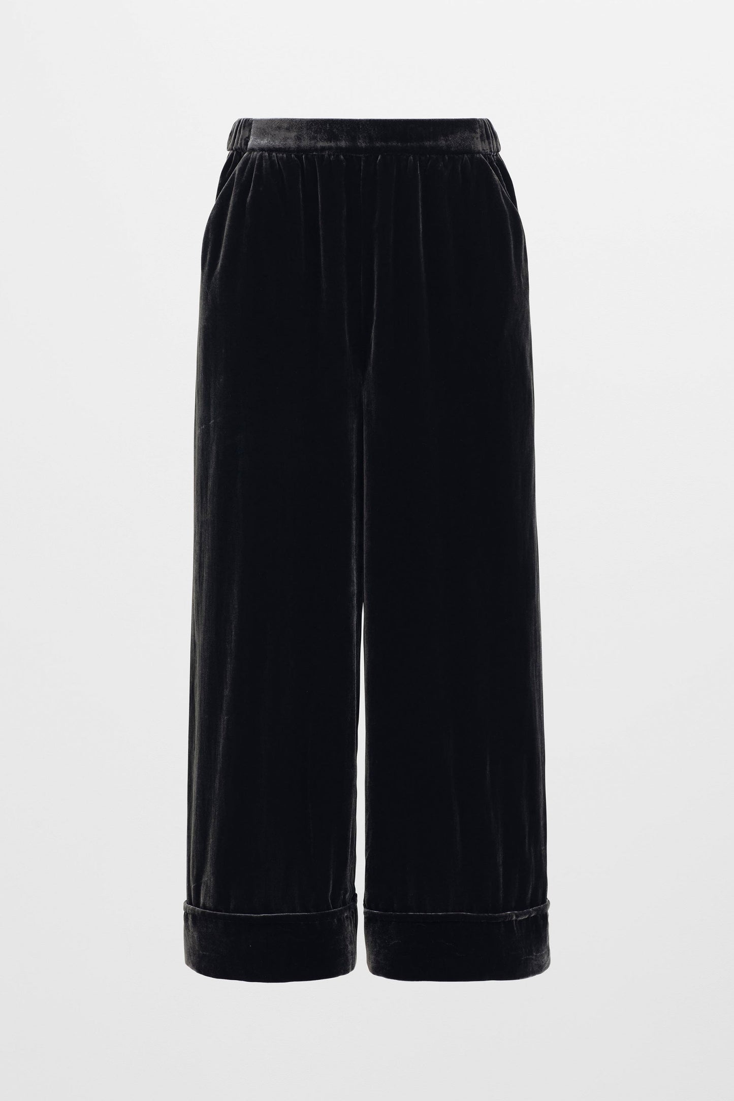 Metti Velvet Wide Leg Pant Front | CHARCOAL