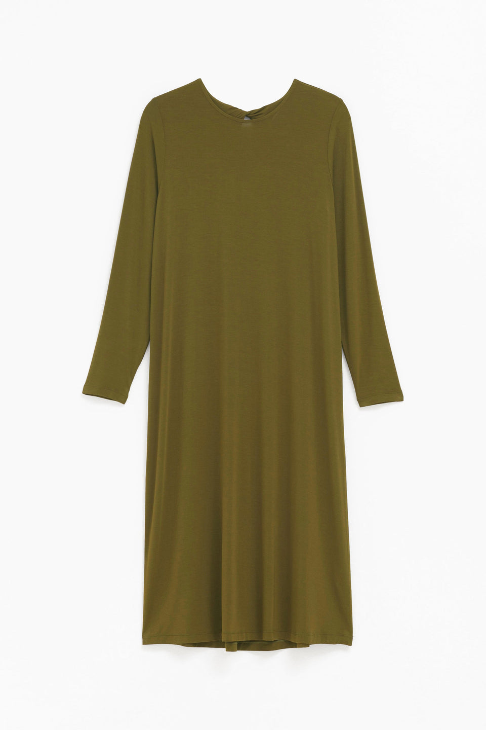 Torce Twist Back Long Sleeve Midi Jersey Dress Front | DARK CITRONELLE
