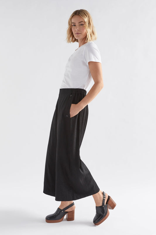 Joen Wide Leg Cropped Crinkle Pants Model Side | BLACK