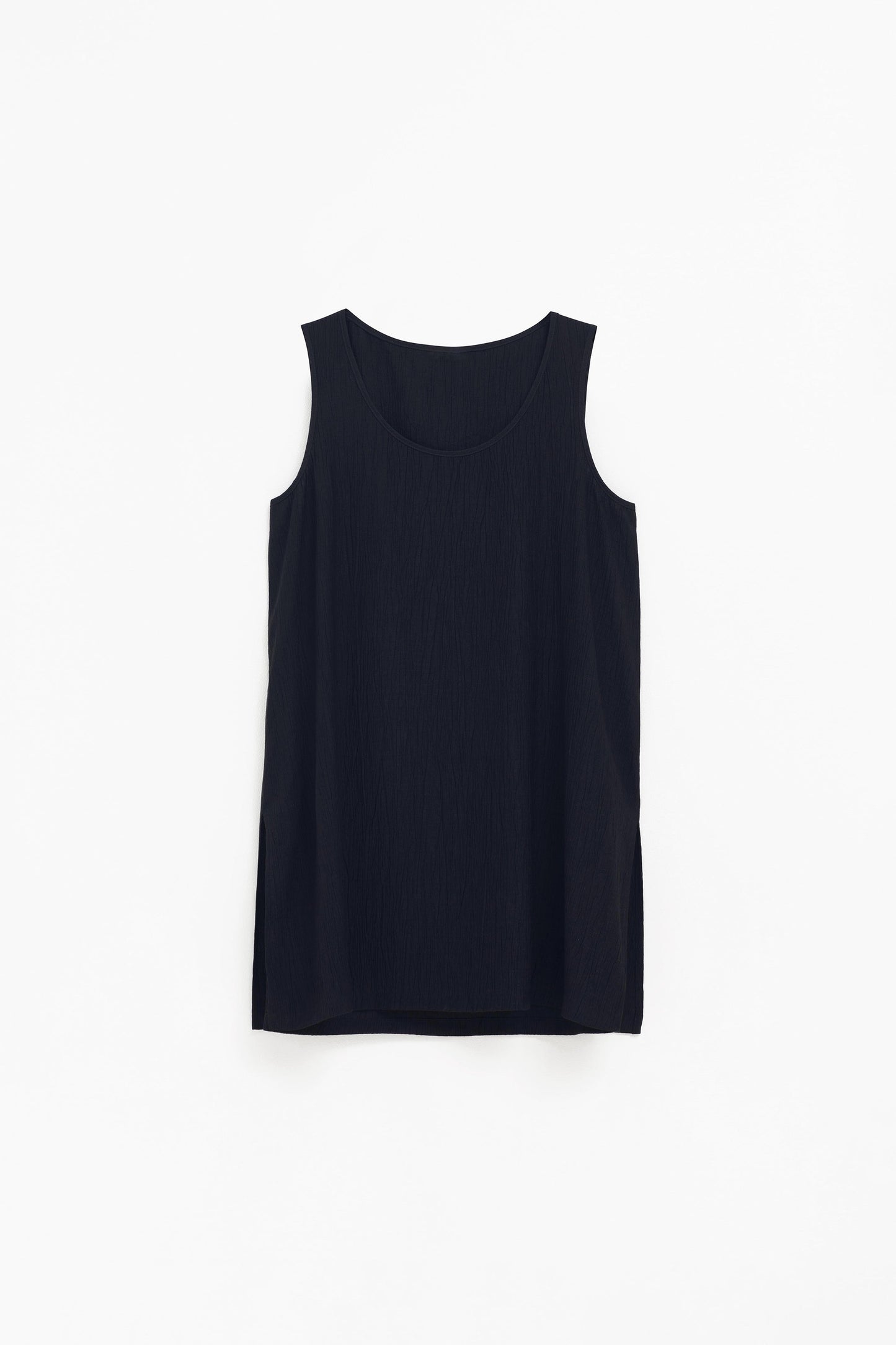 Joen Crinkle Fabric Tunic Top Angled Front | BLACK