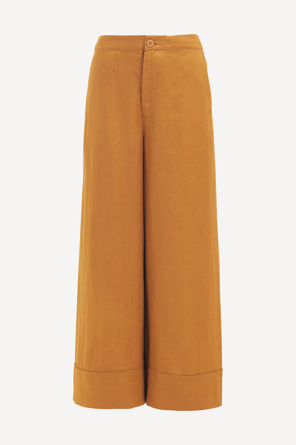 Strom Mid Rise Wide Leg Linen Pant Front | HONEY GOLD