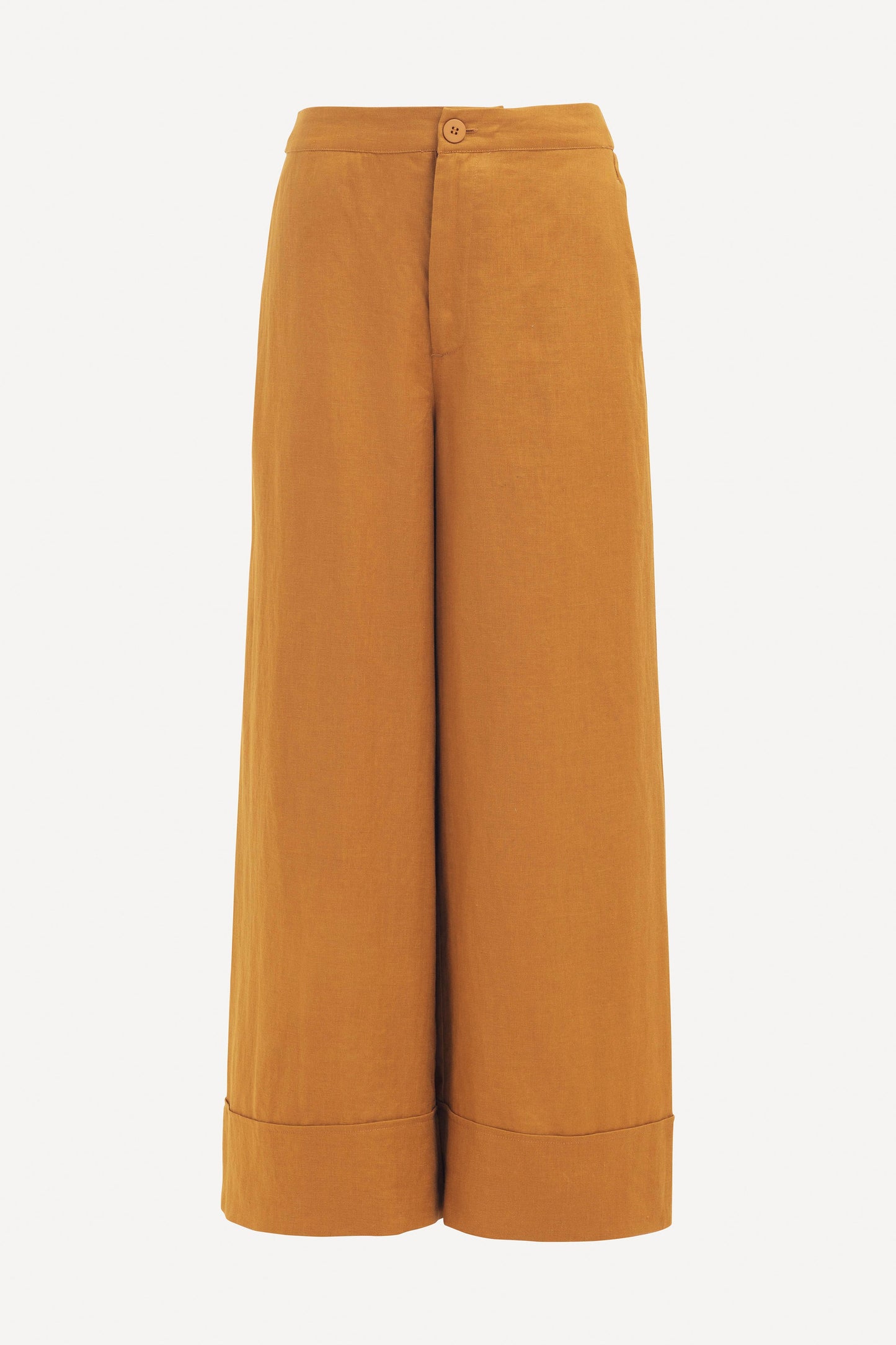 Strom Mid Rise Wide Leg Linen Pant Front | HONEY GOLD