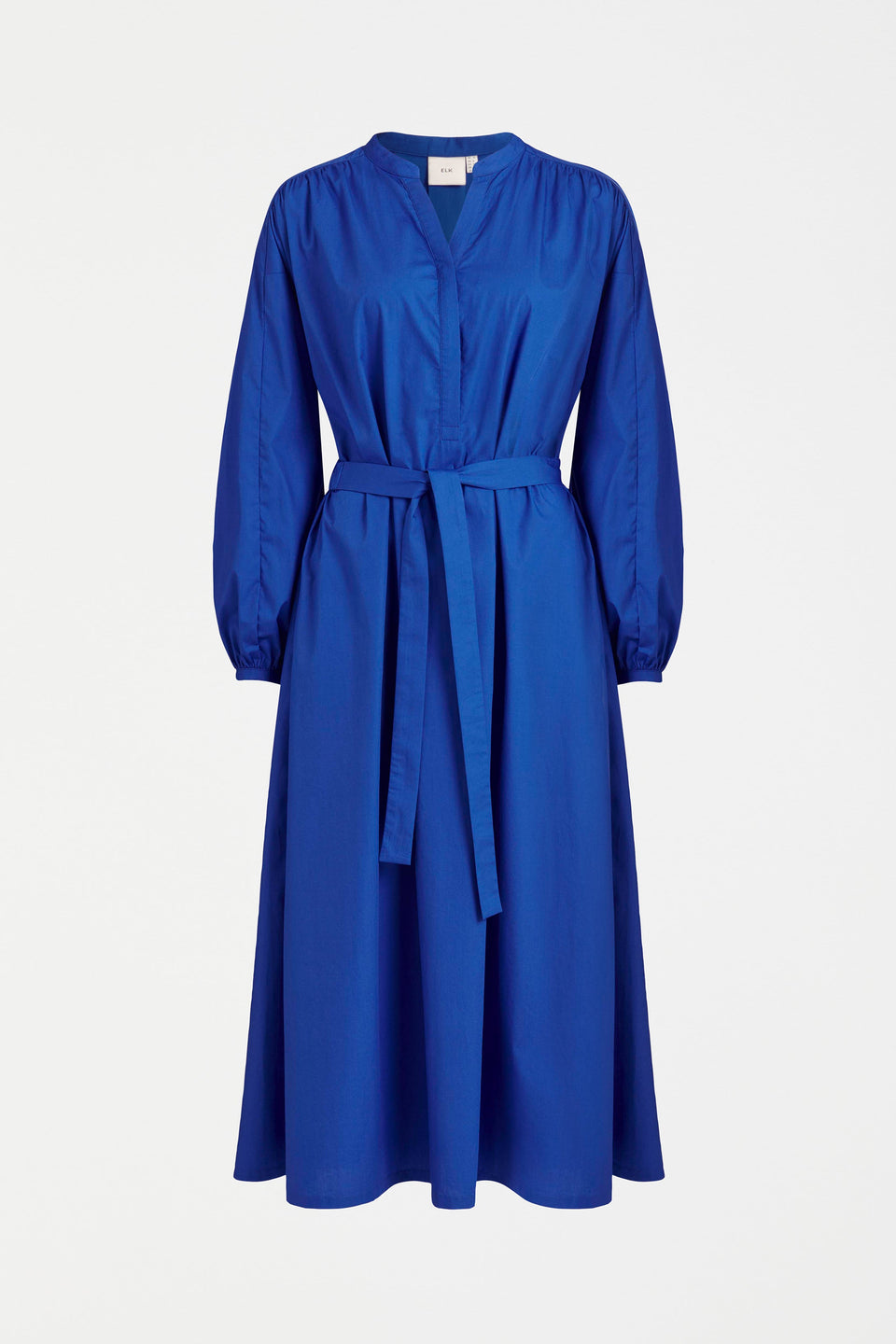 Deze Balloon Sleeve Waisted Cotton Midi Dress Front | ULTRAMARINE