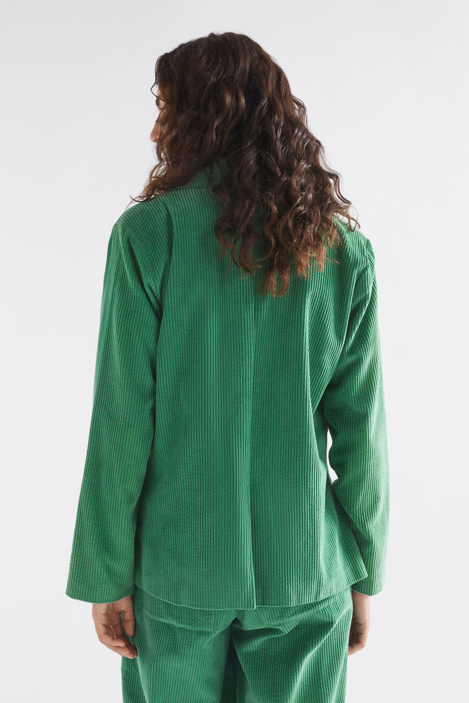 Rhes Chunky Cord Single Button Blazer Model Back | SEA GREEN
