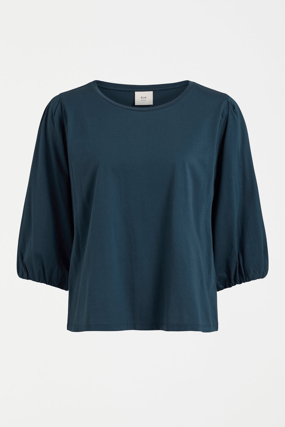 Maer Organic Cotton Balloon Sleeve Jersey Top Model Front | DEEP SEA BLUE