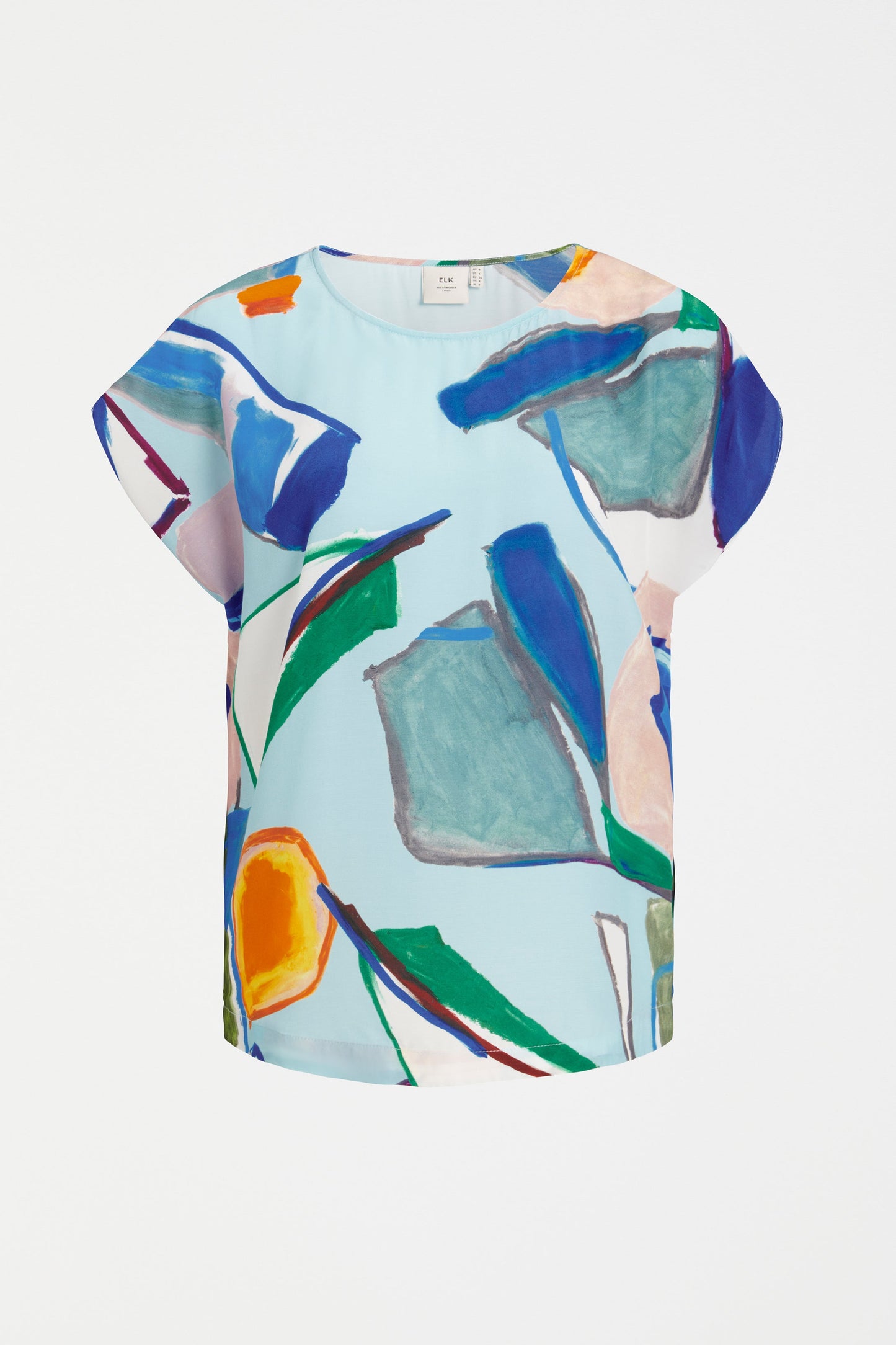 Kash Print Circle Sleeve Silky Top Front | SUN PRINT