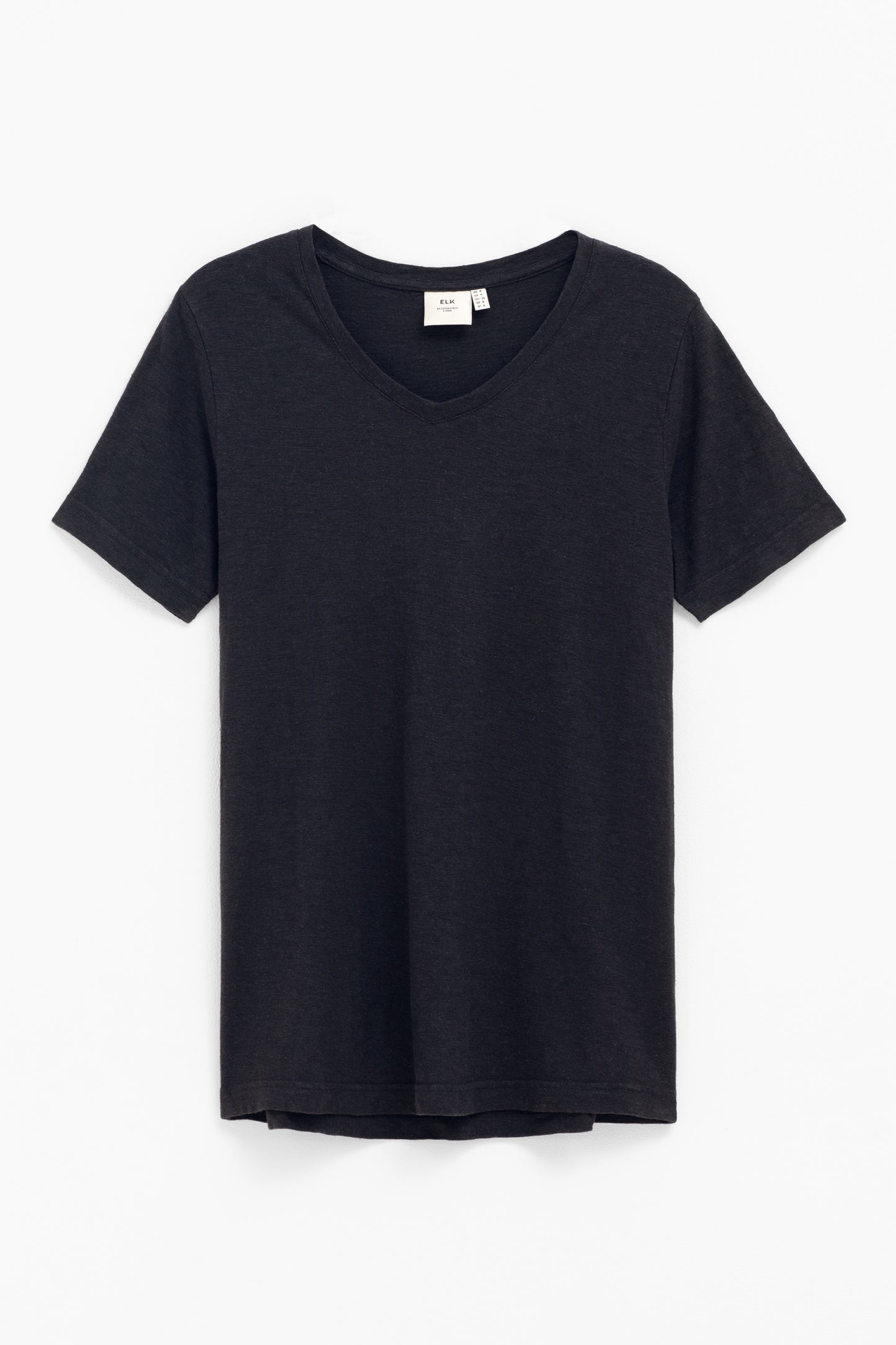 Rannell Hemp & Cotton V-Neck Tee Model Front | BLACK