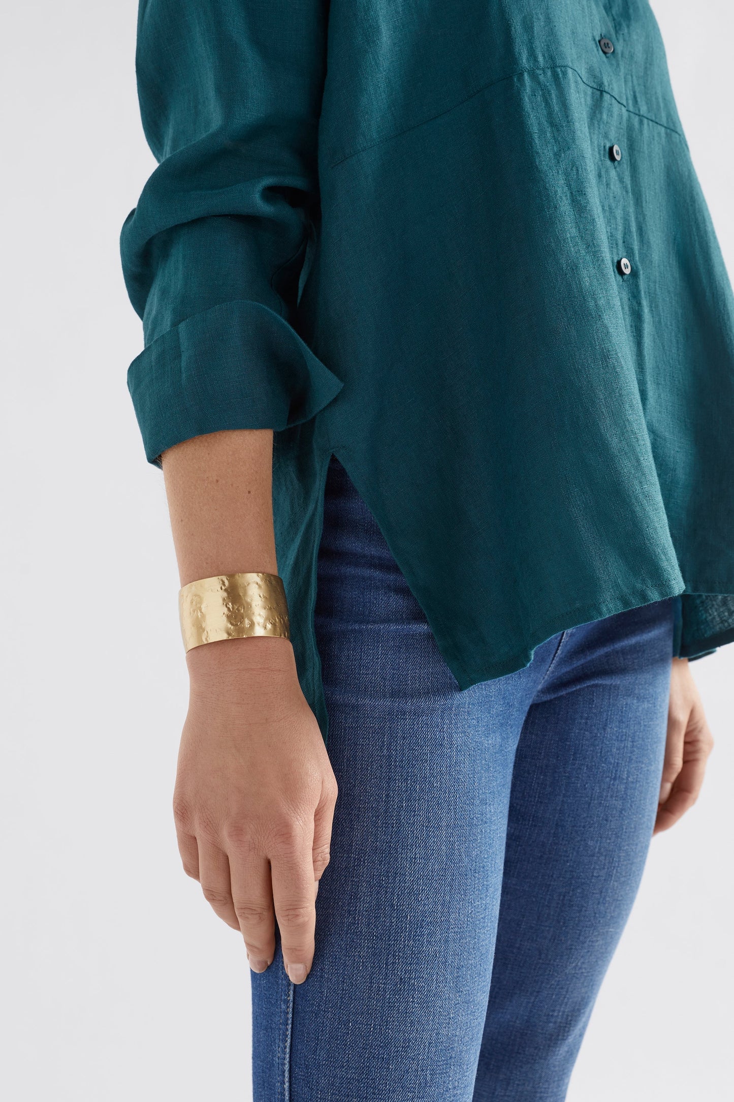Gilda Hammered Adjustable Cuff Bangle Model 2 | GOLD