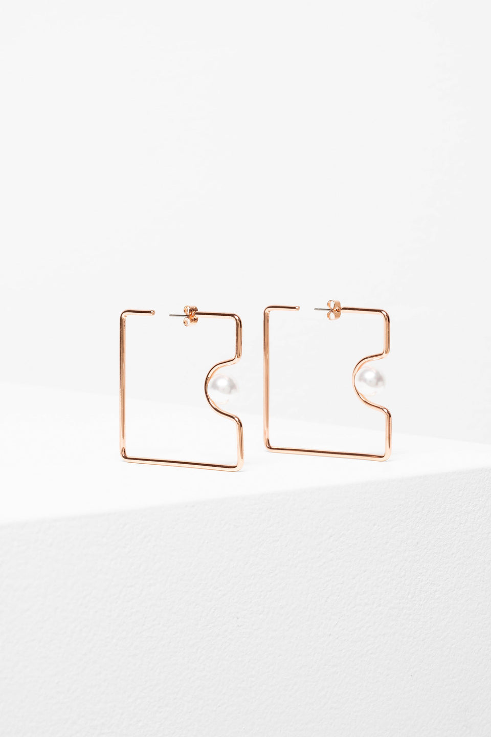 Osta Fine Square Pearl Hoop Earring | ROSE GOLD