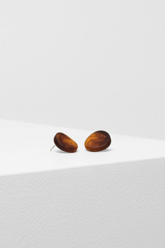 Aki Organic Circular Shaped Resin Stud Earring | TORTOISE SHELL