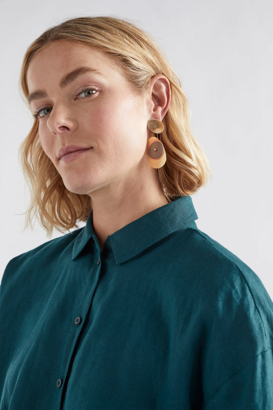 Orb Mixed Metal Disc Earring Model | GOLD